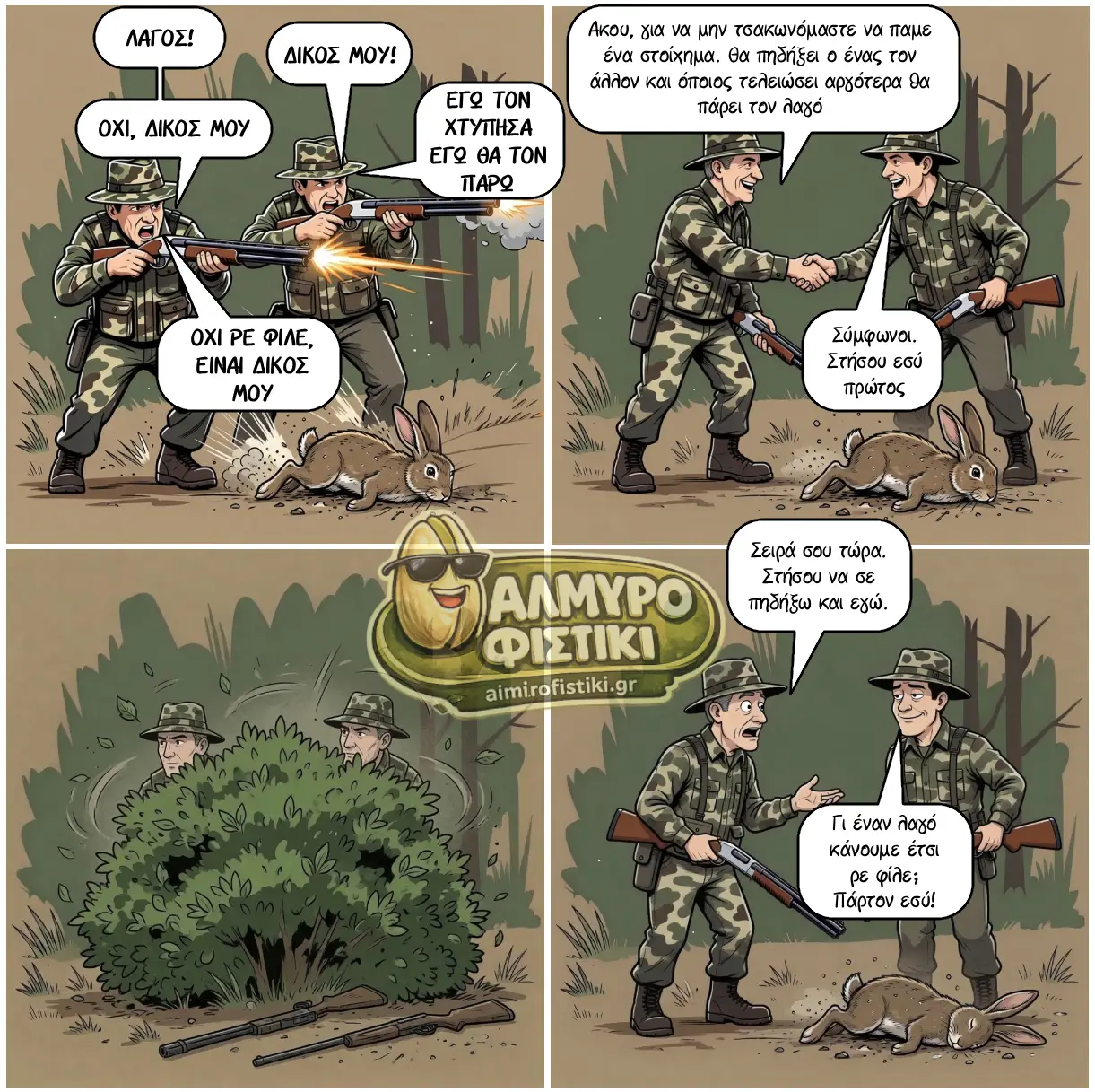 Δύο κυνηγοί «διαπραγματεύονται» ποιος παίρνει τον λαγό με έναν τρόπο που κανείς δεν περίμενε!