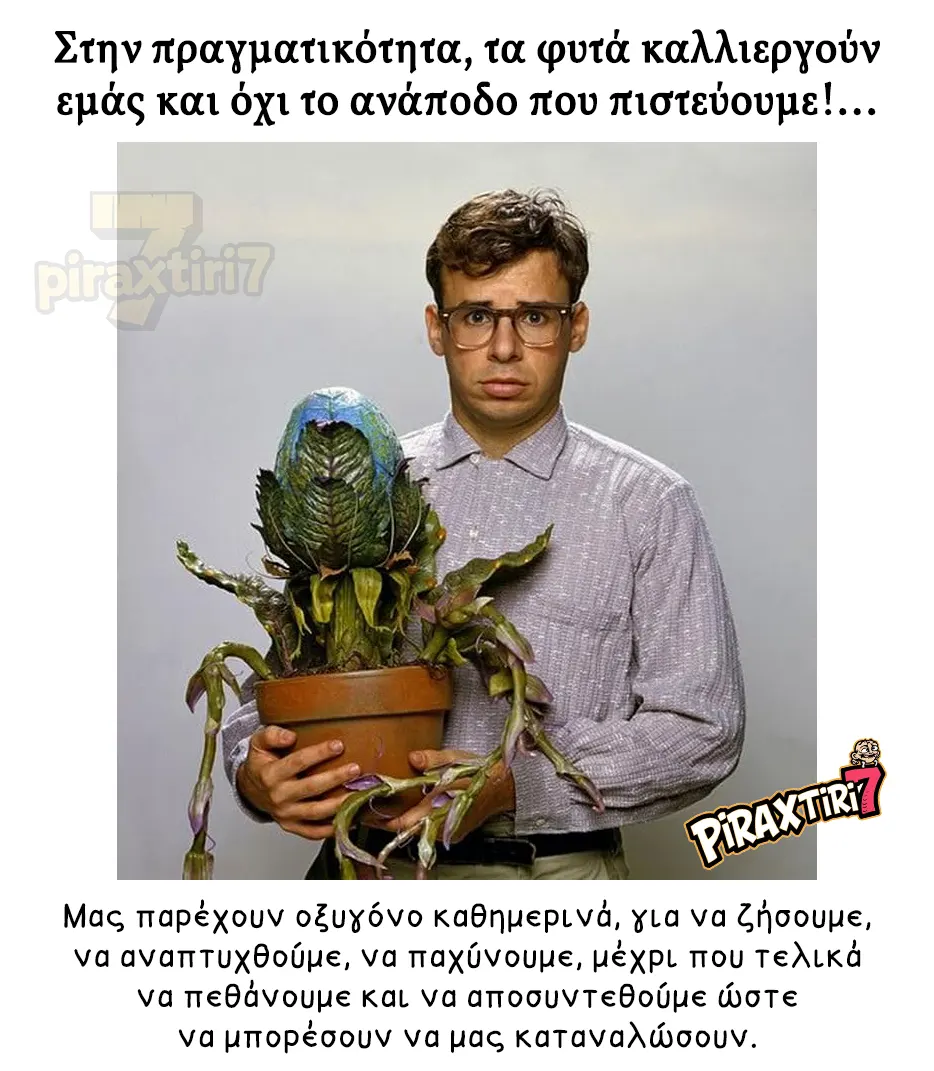 Άντρας κρατά απειλητικό φυτό — ή μήπως το φυτό κρατά αυτόν; Το Little Shop of Horrors είχε δίκιο!
