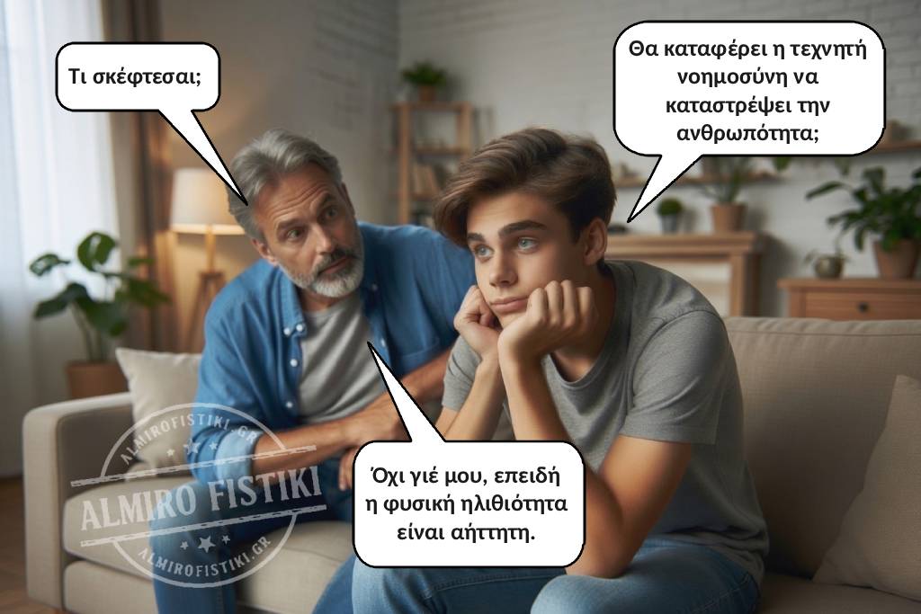 Πατέρας καθησυχάζει γιο: η ΤΝ δεν θα καταστρέψει την ανθρωπότητα — η ανθρώπινη ηλιθιότητα το κάνει ήδη καλύτερα!