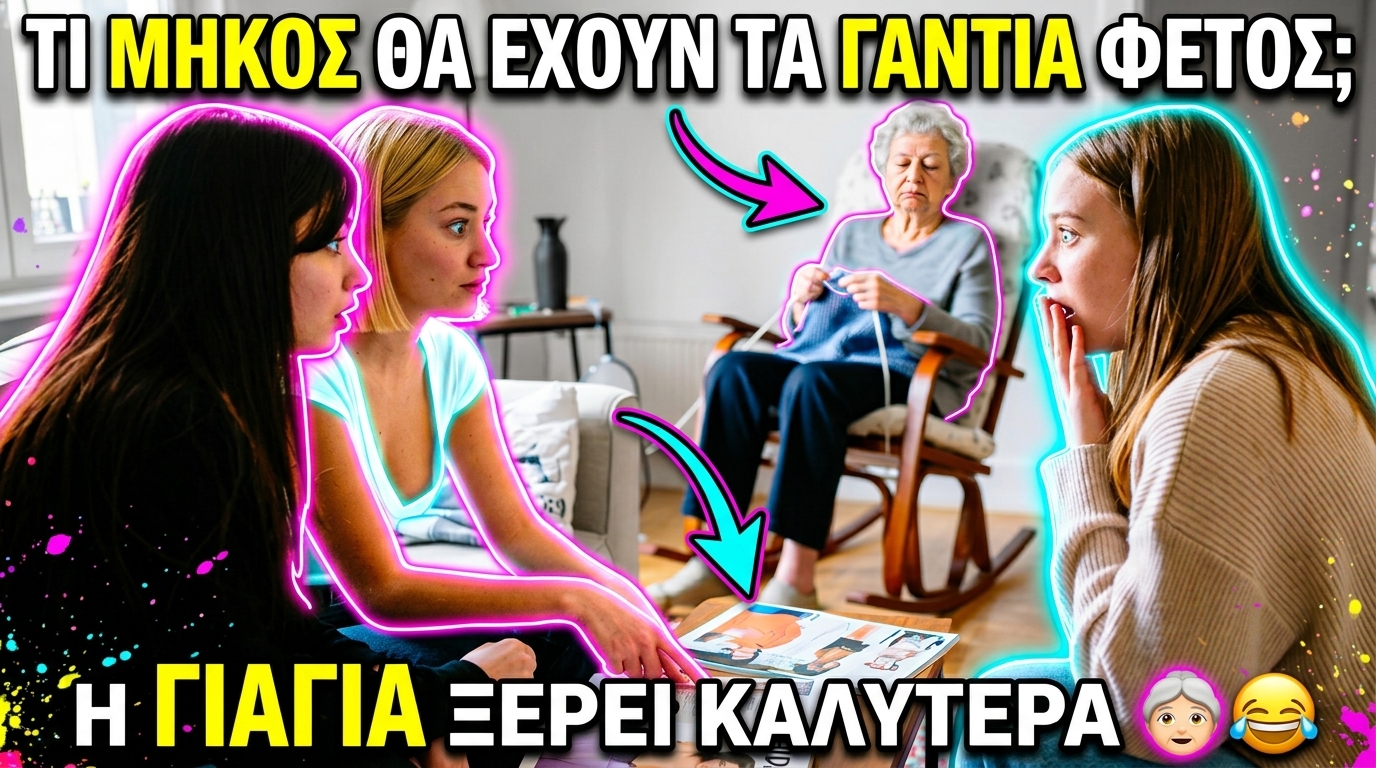 Γιαγιά πλέκει αμέριμνη ενώ οι εγγονές μαλώνουν για το μήκος των γαντιών — η ίδια ήδη ξέρει την απάντηση!